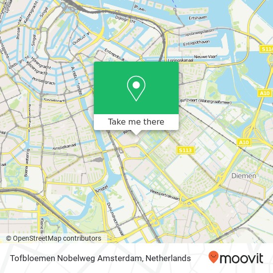 Tofbloemen Nobelweg Amsterdam, Nobelweg 2 map