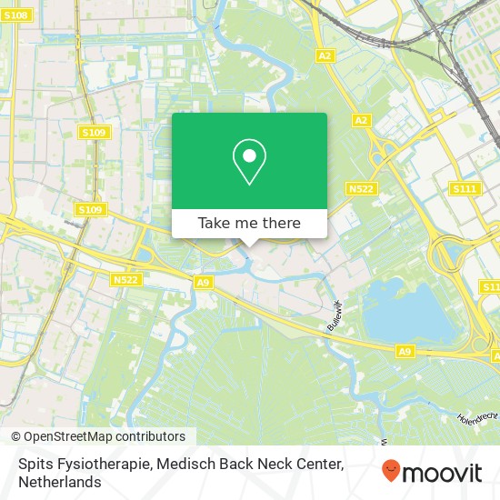 Spits Fysiotherapie, Medisch Back Neck Center, Gijsbrecht van Aemstelstraat 1 map