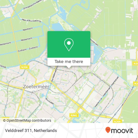 Velddreef 311, 2727 CH Zoetermeer map