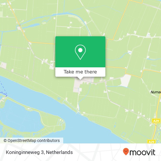 Koninginneweg 3, 3284 KJ Zuid-Beijerland Karte