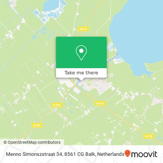 Menno Simonszstraat 34, 8561 CG Balk Karte