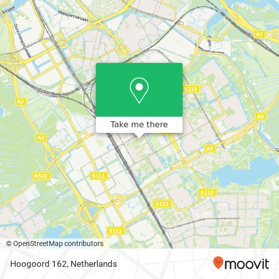 Hoogoord 162, 1102 CH Amsterdam map