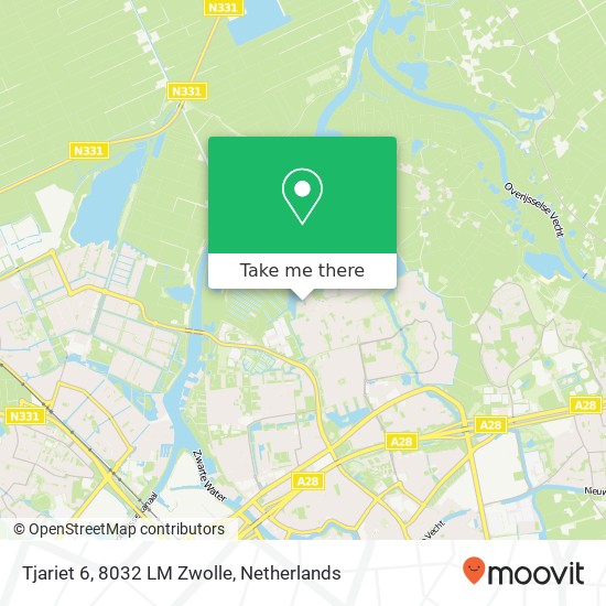 Tjariet 6, 8032 LM Zwolle Karte