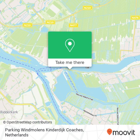 Parking Windmolens Kinderdijk Coaches Karte