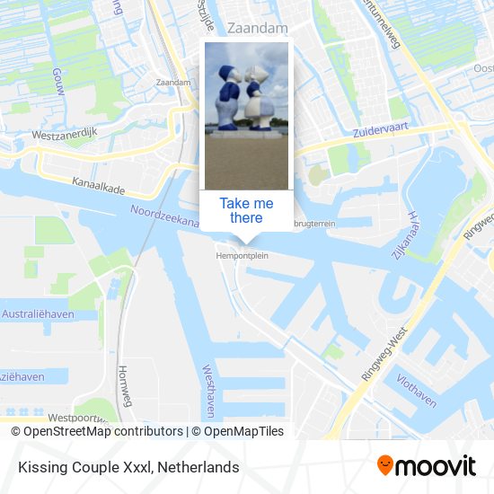 How to get to Kissing Couple Xxxl in Amsterdam by Bus, Train, Metro, Ferry  or Light Rail?