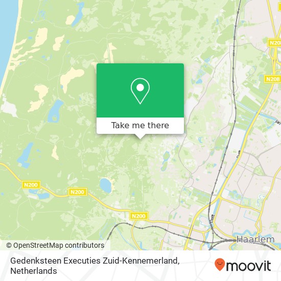 Gedenksteen Executies Zuid-Kennemerland map