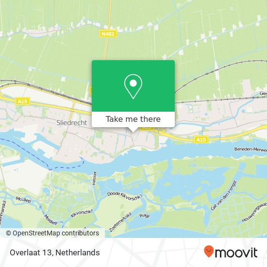Overlaat 13, 3362 JE Sliedrecht Karte