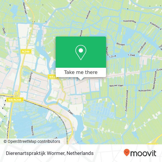Dierenartspraktijk Wormer, Faunastraat 103 map