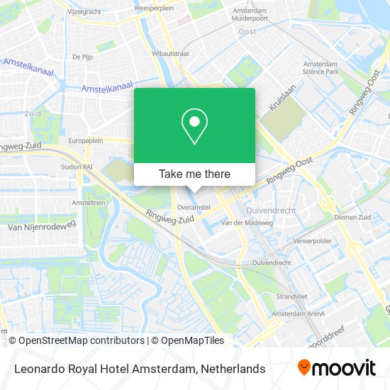 How to get to Leonardo Royal Hotel Amsterdam by Bus, Train, Metro or Ferry?