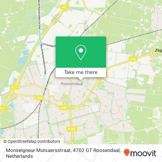 Monseigneur Mutsaersstraat, 4702 GT Roosendaal map