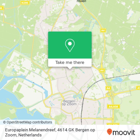 Europaplein Melanendreef, 4614 GK Bergen op Zoom Karte