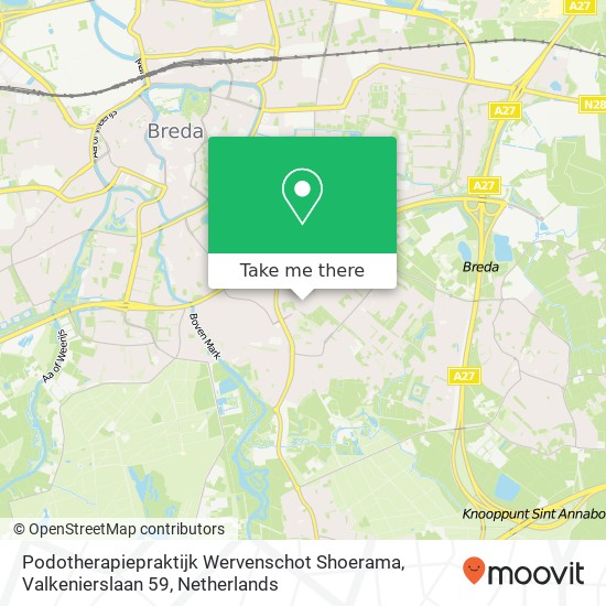 Podotherapiepraktijk Wervenschot Shoerama, Valkenierslaan 59 map