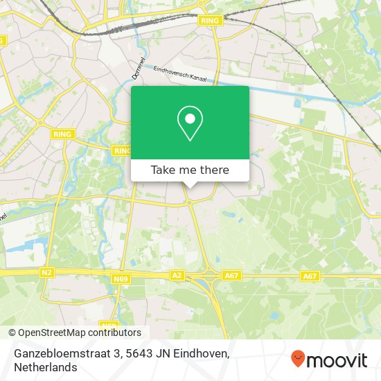 Ganzebloemstraat 3, 5643 JN Eindhoven Karte