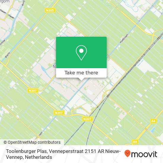 Toolenburger Plas, Venneperstraat 2151 AR Nieuw-Vennep map