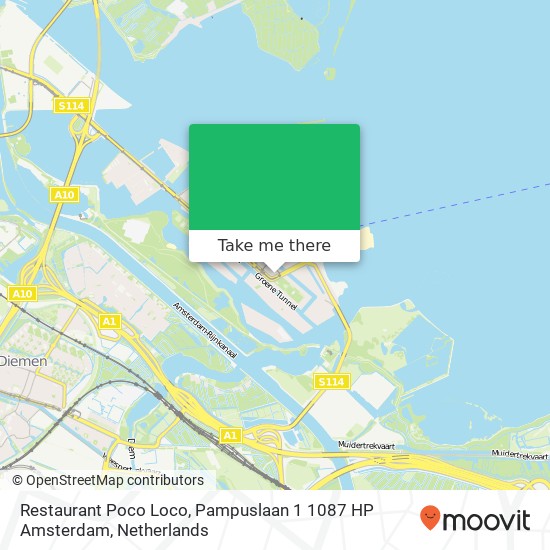 Restaurant Poco Loco, Pampuslaan 1 1087 HP Amsterdam map