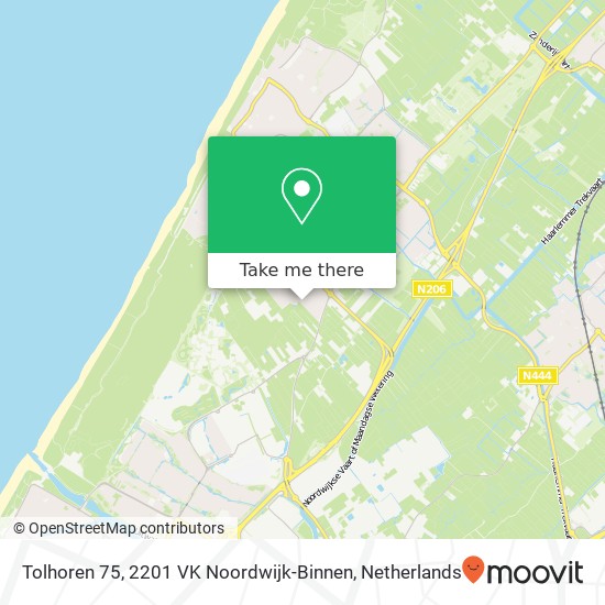 Tolhoren 75, 2201 VK Noordwijk-Binnen Karte