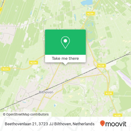 Beethovenlaan 21, 3723 JJ Bilthoven map