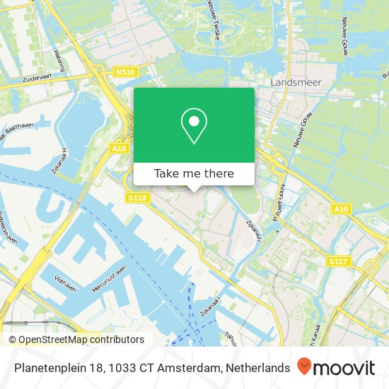 Planetenplein 18, 1033 CT Amsterdam map