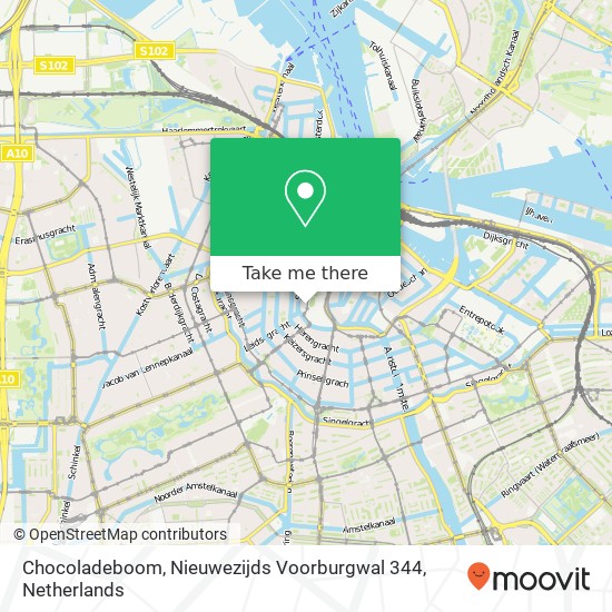 Chocoladeboom, Nieuwezijds Voorburgwal 344 map