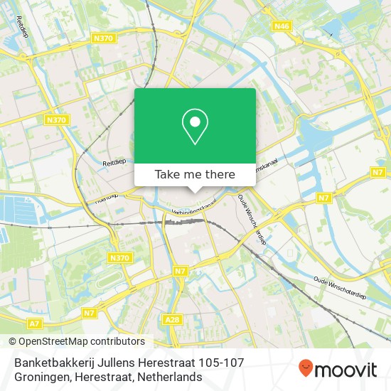 Banketbakkerij Jullens Herestraat 105-107 Groningen, Herestraat map