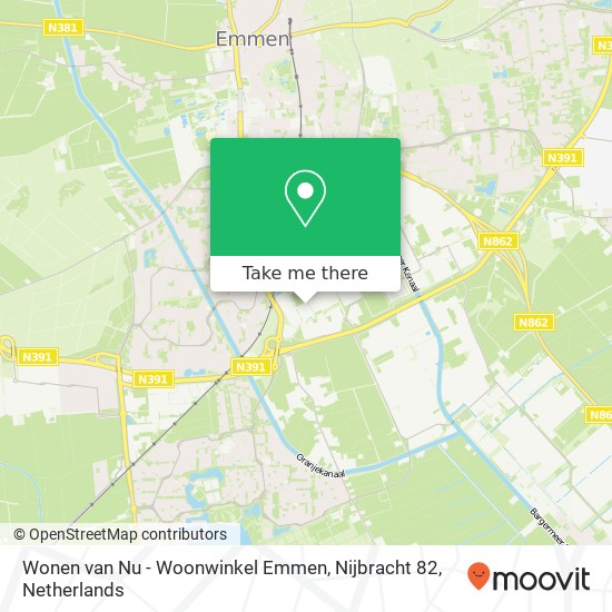 Wonen van Nu - Woonwinkel Emmen, Nijbracht 82 map