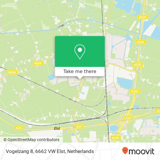 Vogelzang 8, 6662 VW Elst Karte