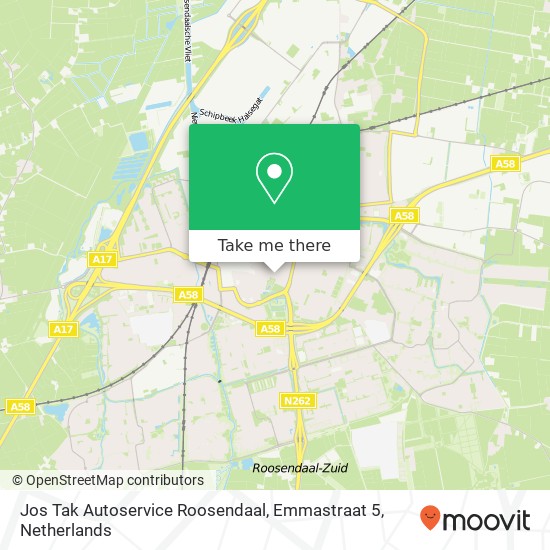 Jos Tak Autoservice Roosendaal, Emmastraat 5 Karte