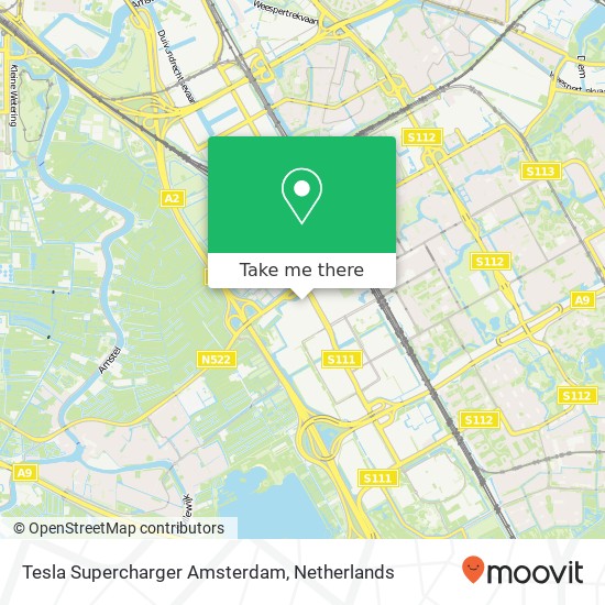 Tesla Supercharger Amsterdam Karte