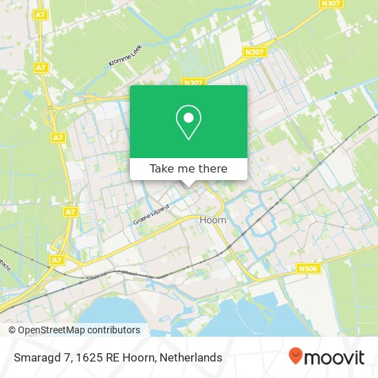 Smaragd 7, 1625 RE Hoorn Karte