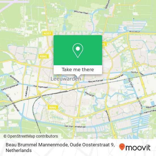 Beau Brummel Mannenmode, Oude Oosterstraat 9 Karte