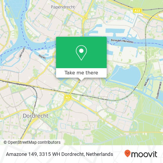 Amazone 149, 3315 WH Dordrecht Karte