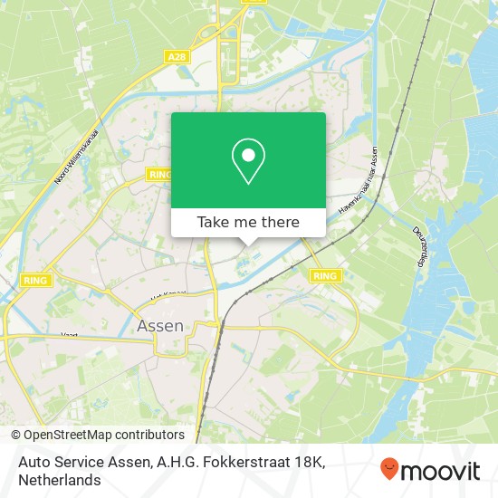 Auto Service Assen, A.H.G. Fokkerstraat 18K map