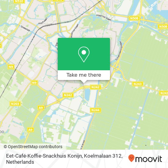 Eet-Café-Koffie-Snackhuis Konijn, Koelmalaan 312 map