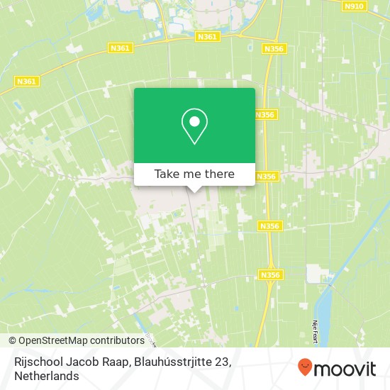 Rijschool Jacob Raap, Blauhússtrjitte 23 map