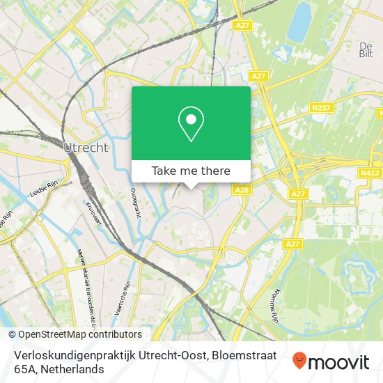 Verloskundigenpraktijk Utrecht-Oost, Bloemstraat 65A map