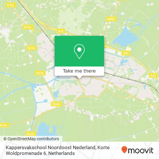 Kappersvakschool Noordoost Nederland, Korte Woldpromenade 6 Karte