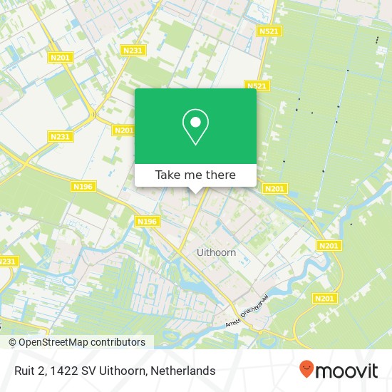Ruit 2, 1422 SV Uithoorn Karte