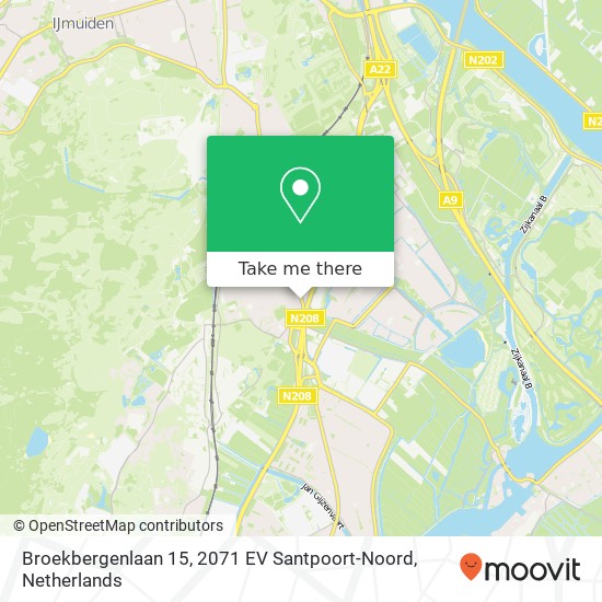 Broekbergenlaan 15, 2071 EV Santpoort-Noord Karte