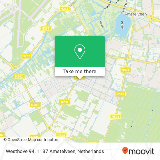 Westhove 94, 1187 Amstelveen Karte