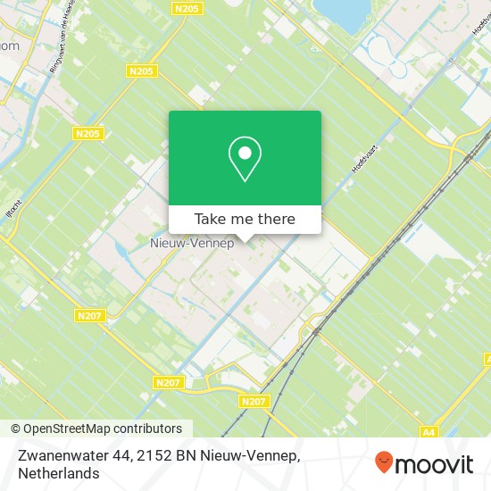 Zwanenwater 44, 2152 BN Nieuw-Vennep map