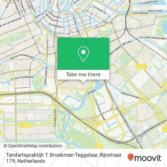 Tandartspraktijk T. Broekman-Teggelaar, Rijnstraat 179 map