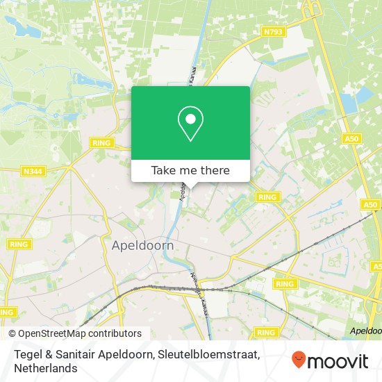 Tegel & Sanitair Apeldoorn, Sleutelbloemstraat map