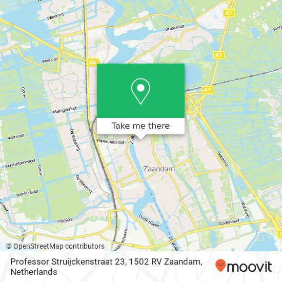 Professor Struijckenstraat 23, 1502 RV Zaandam Karte