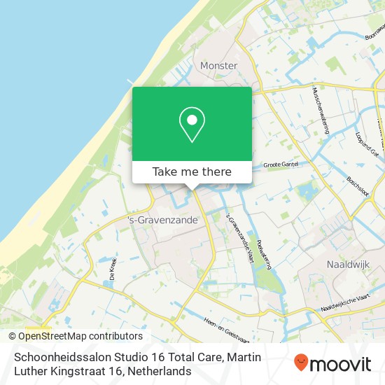 Schoonheidssalon Studio 16 Total Care, Martin Luther Kingstraat 16 map