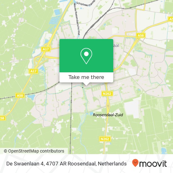 De Swaenlaan 4, 4707 AR Roosendaal Karte