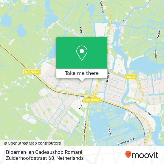 Bloemen- en Cadeaushop Romaré, Zuiderhoofdstraat 60 map