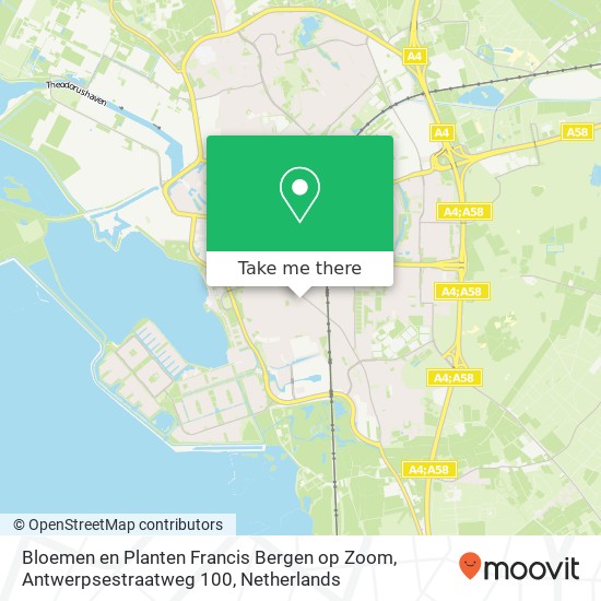 Bloemen en Planten Francis Bergen op Zoom, Antwerpsestraatweg 100 map