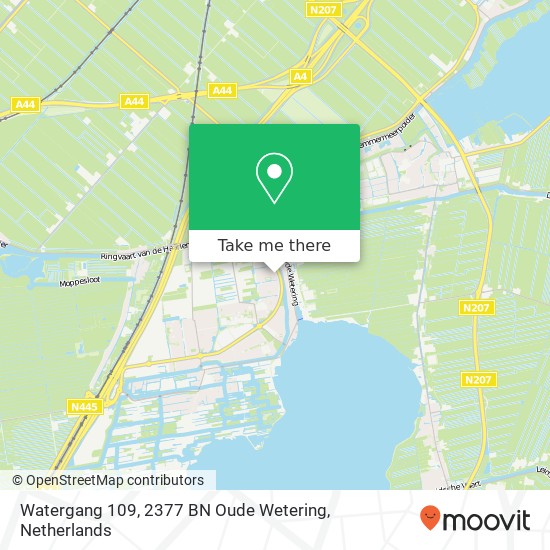 Watergang 109, 2377 BN Oude Wetering map