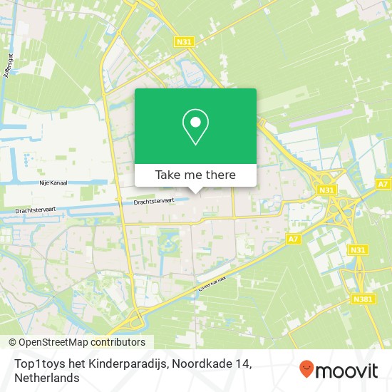 Top1toys het Kinderparadijs, Noordkade 14 map