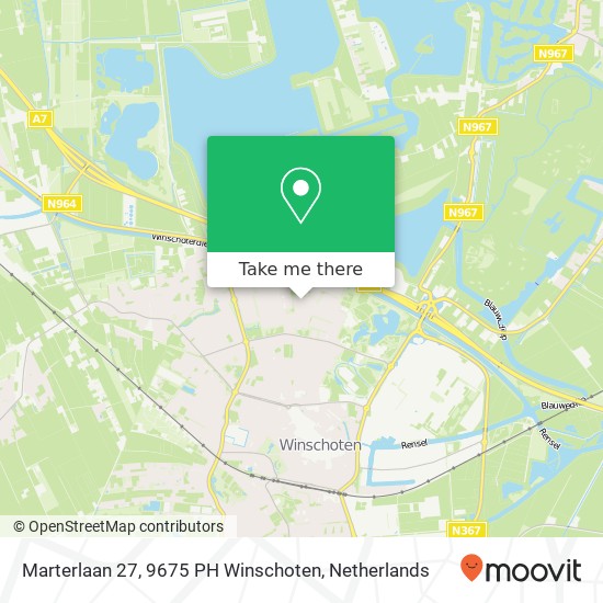 Marterlaan 27, 9675 PH Winschoten map